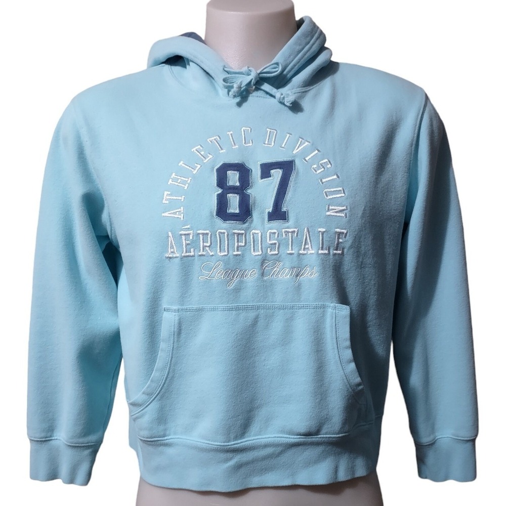 Aeropostale Hoodie Men Large Blue Pullover Athletic 87 Leauge Champs Graphic